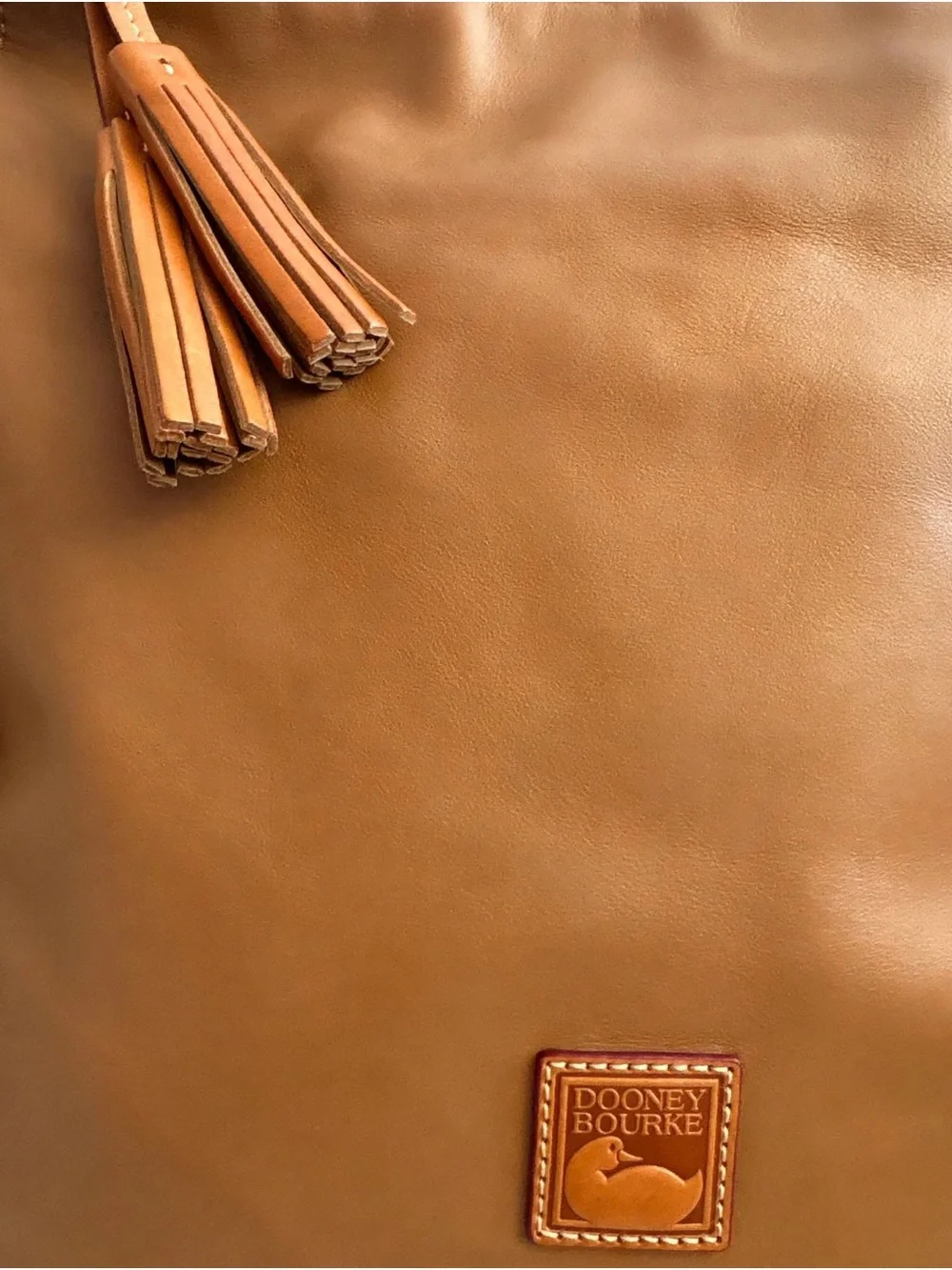 Dooney & Bourke Florentine Hobo Bag Natural Camel Tan Tassel Leather Shoulder